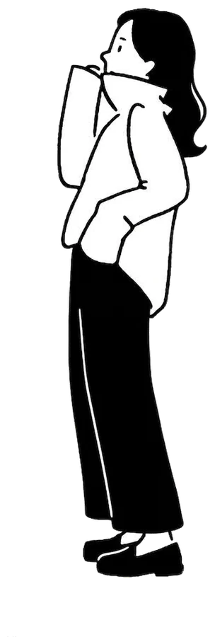 Cartoon of Alice, thinking